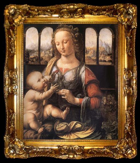 framed  LEONARDO da Vinci Madonna with the carnation, ta009-2